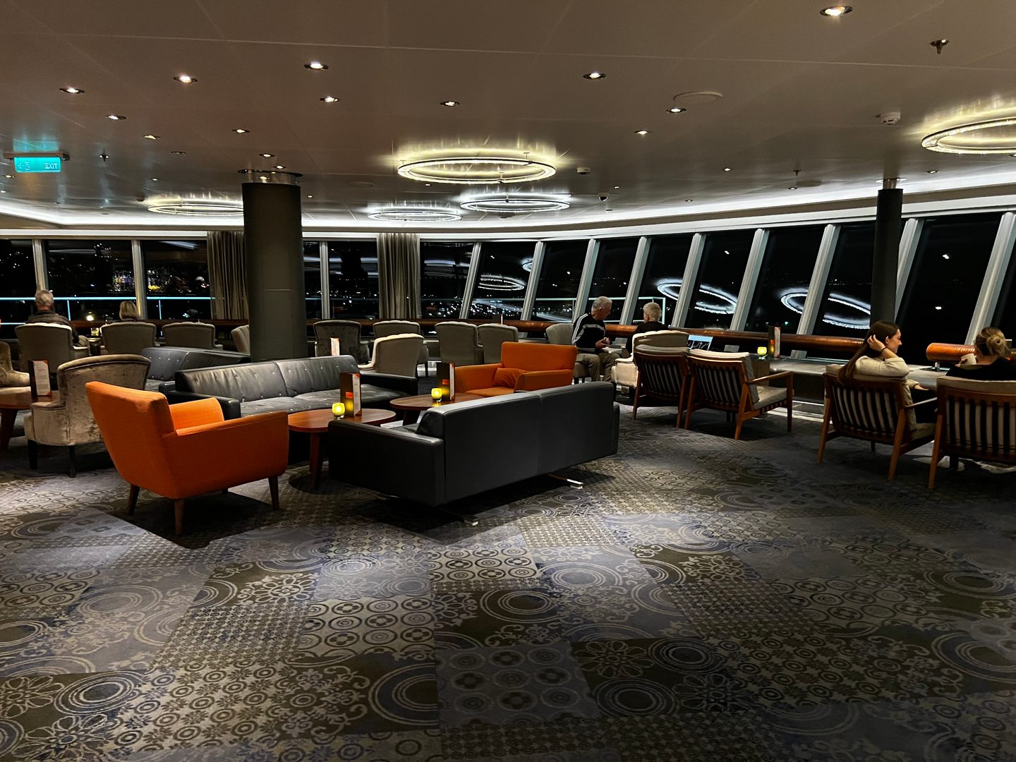 The panoramic view takes center stage in The Crow's Nest, a lounge on the top floor of most Holland America ships. (Photo by Sally French)